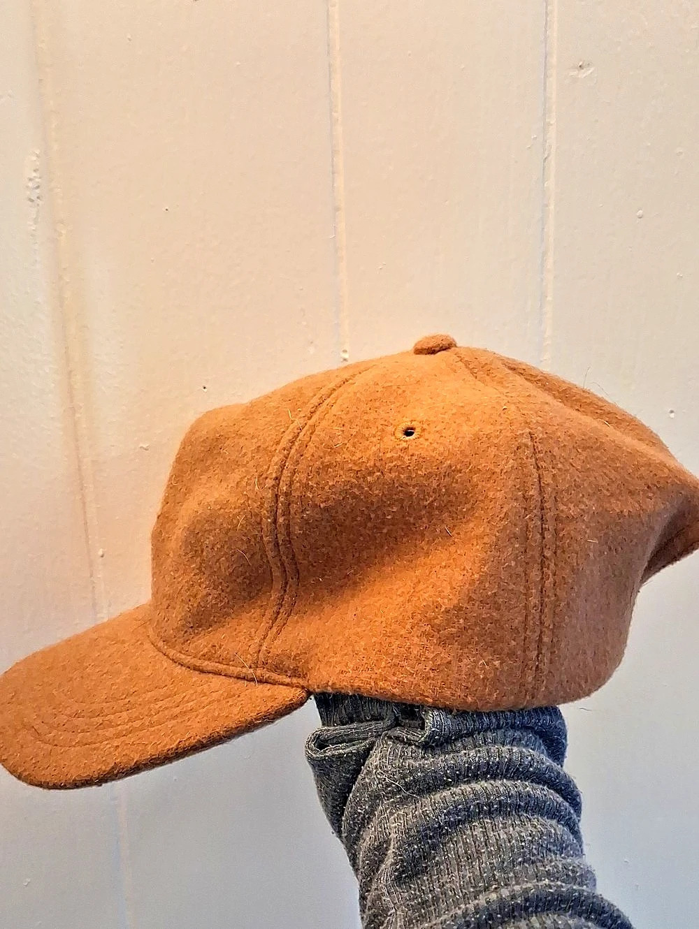 Tan Beige Brown Neutral Wool Blend Cap
